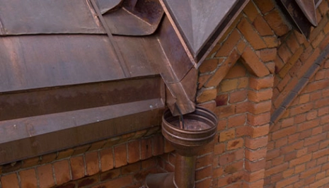 Kuparikatto yksityiskohta